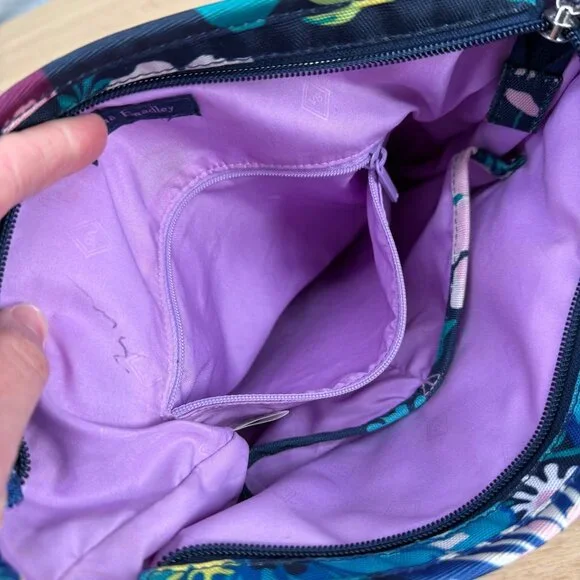 Vera Bradley Lighten Up Slim Crossbody Bag Purse Dark Blue Floral Casual Nylon - Picture 10 of 15